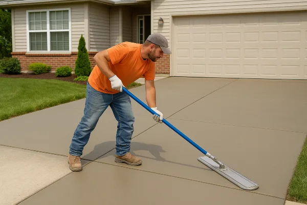 a male worker finishing a concrete driveway from Concrete Contractor Bulls Prime in Round Rock, TX - Concrete Contractor near me a male worker finishing a concrete driveway from Concrete Contractor Bulls Prime in Round Rock, TX - Concrete Contractor near me