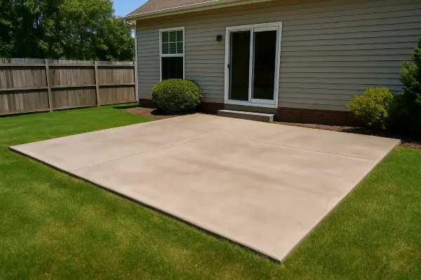 a house featuring a new concrete patio from Concrete Contractor Bulls Prime in Round Rock, TX - Concrete Cutting Company