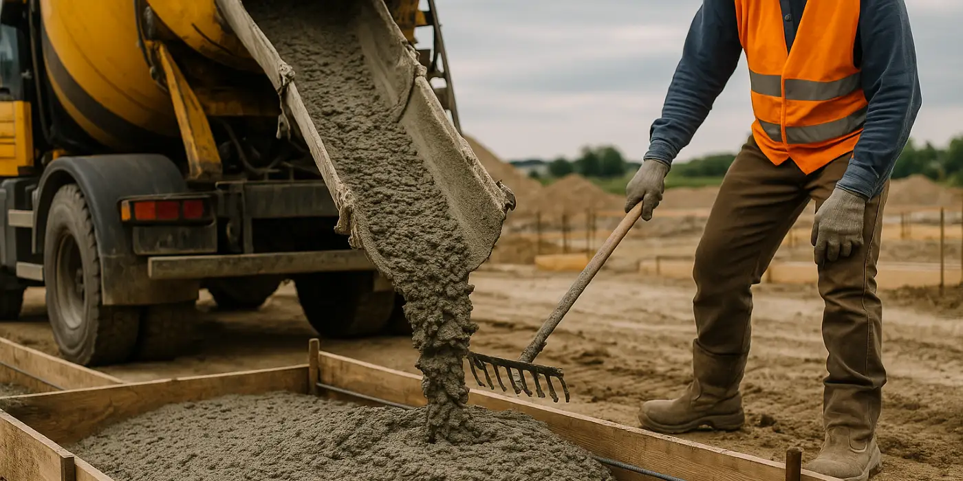 a concrete truck pouring cement on a concrete form from Concrete Contractor Bulls Prime in Austin, TX - austin-tx
