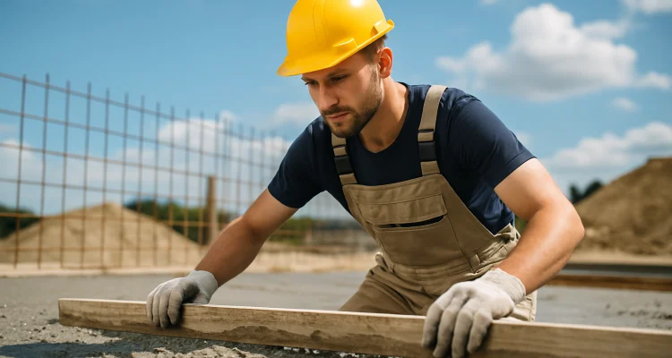 a male concrete worker spreading fresh cement on rebared ground from Concrete Contractor Bulls Prime in Round Rock, TX - Foundation Concrete Slab