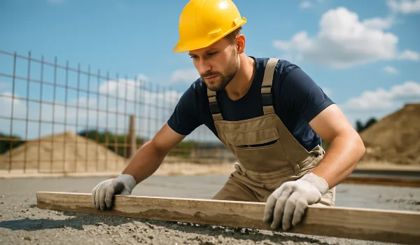a male concrete worker spreading fresh cement on rebared ground from Concrete Contractor Bulls Prime in Georgetown, TX - georgetown-tx